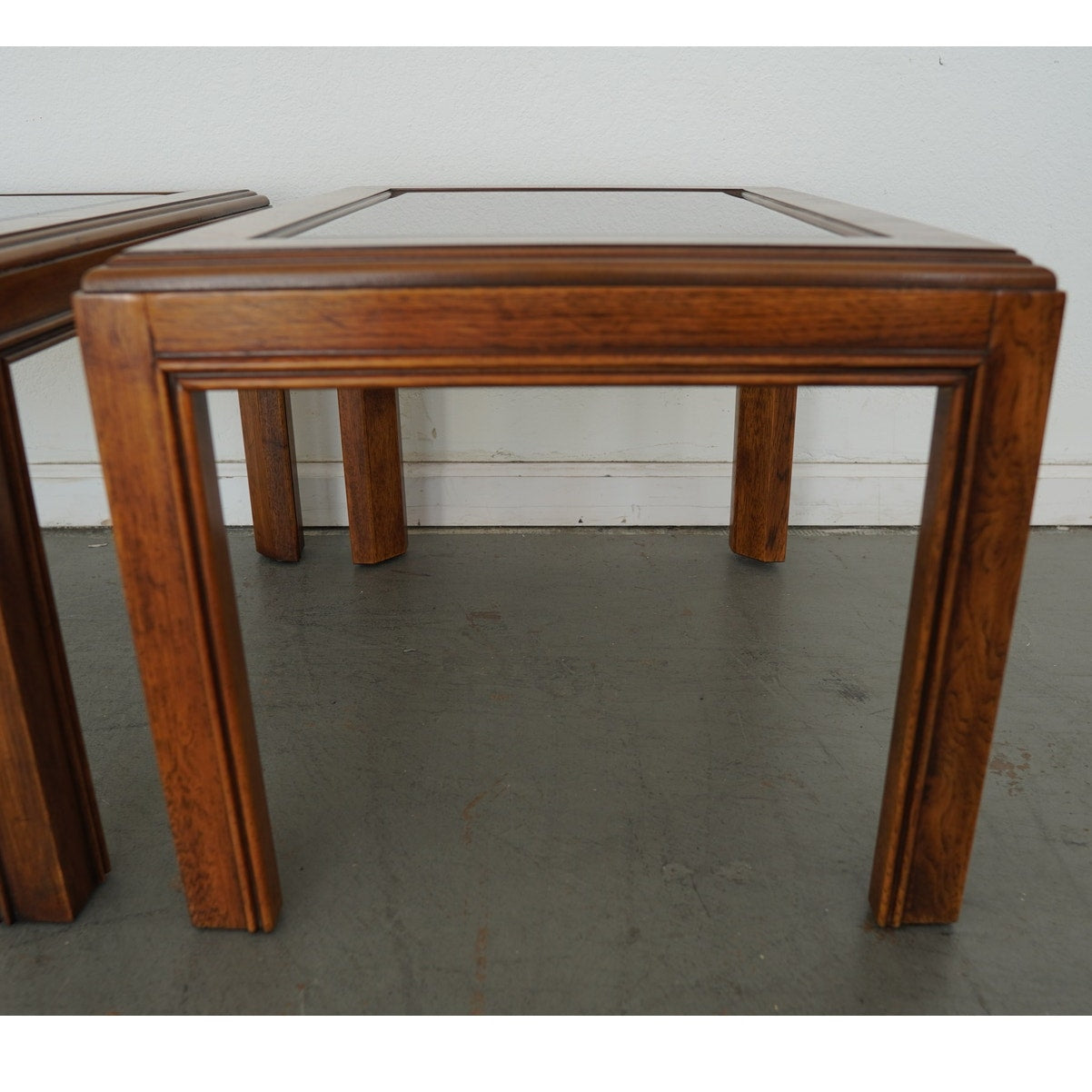 Vintage Drexel Heritage Accolade Collection Glass-Top End Tables (Set of 2)