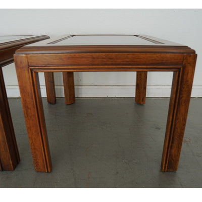 Vintage Drexel Heritage Accolade Collection Glass-Top End Tables (Set of 2)