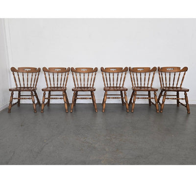 Vintage Tell City Solid Maple Colonial Spindle Back Side Chair (Set of 6)