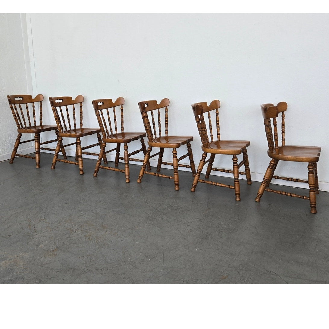 Vintage Tell City Solid Maple Colonial Spindle Back Side Chair (Set of 6)
