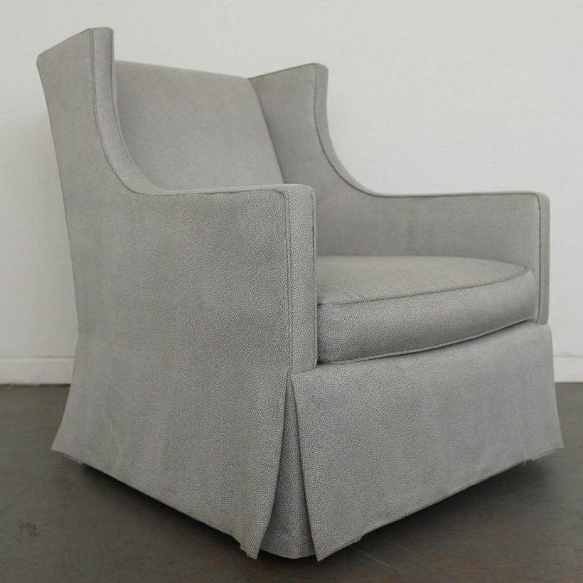 Upholstered Swivel Armchair & Ottoman