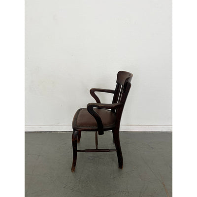 Vintage Wooden & Leather Captain's Chair