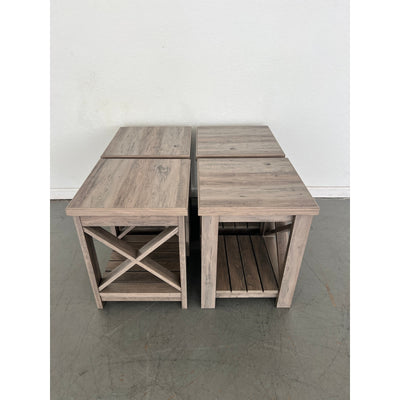 Weathered X-Frame Side Table (Set of 4)