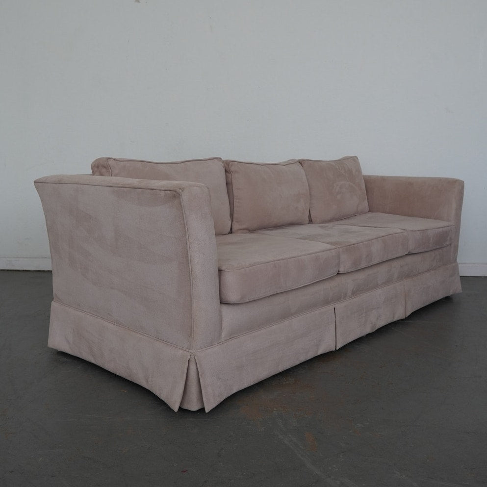 Vintage Drexel Heritage Skirted Suede Sofa