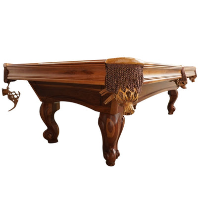 Solid Wood Pool Table – Ornate Carved Legs – 3-Piece Slate