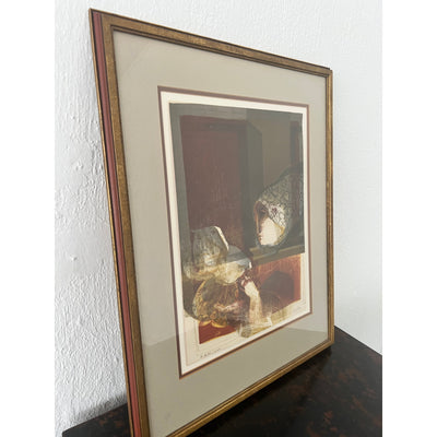 Sunol Alvar “Woman Holding Dove” Signed Limited Edition Lithograph – Framed