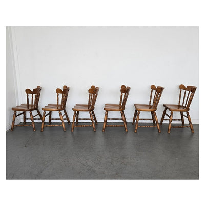 Vintage Tell City Solid Maple Colonial Spindle Back Side Chair (Set of 6)