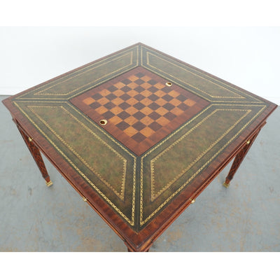 Maitland Smith Green Leather Top Game Table