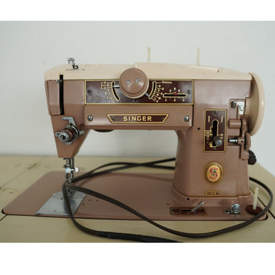 Vintage Singer Sewing Machine in French Provincial Cabinet