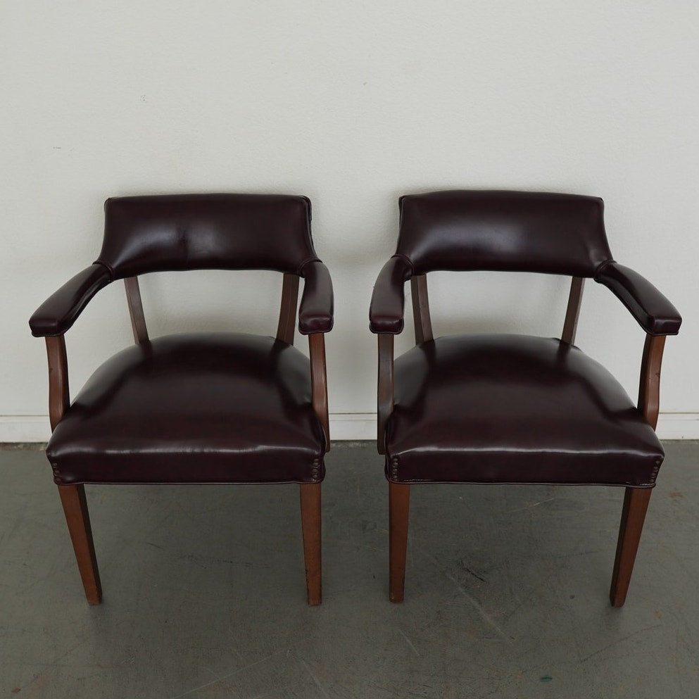 Hickory Leather Co. Burgundy Arm Chairs (Set of 2)