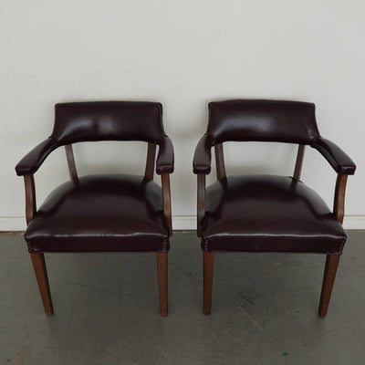 Hickory Leather Co. Burgundy Arm Chairs (Set of 2)