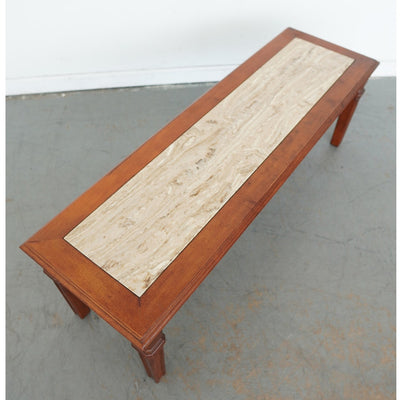 Wood and Travertine Inlay Bench