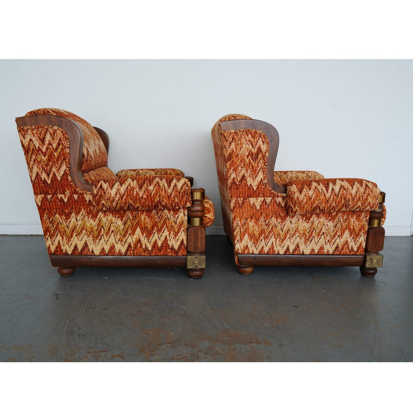 Vintage Riverside Upholstery Lounge Chairs & Ottomans (Set of 4)