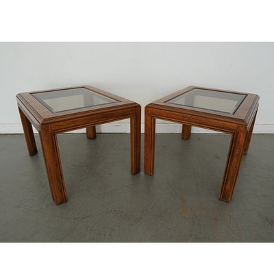 Vintage Drexel Heritage Accolade Collection Glass-Top End Tables (Set of 2)