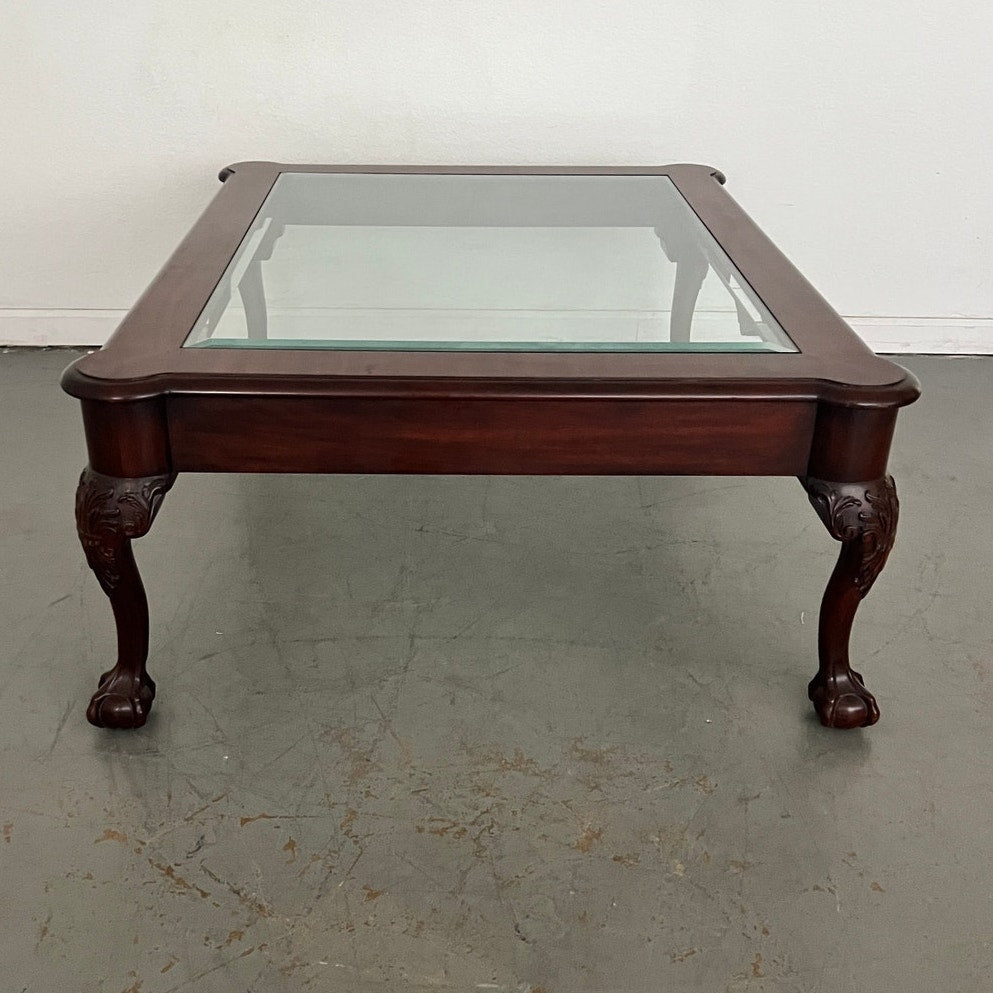 Vintage Henkel Harris Ball & Claw Carved Mahogany Coffee Table