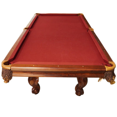 Solid Wood Pool Table – Ornate Carved Legs – 3-Piece Slate