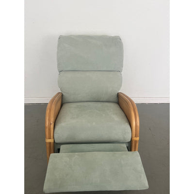 Vintage Rattan Swivel Glider Recliner Green
