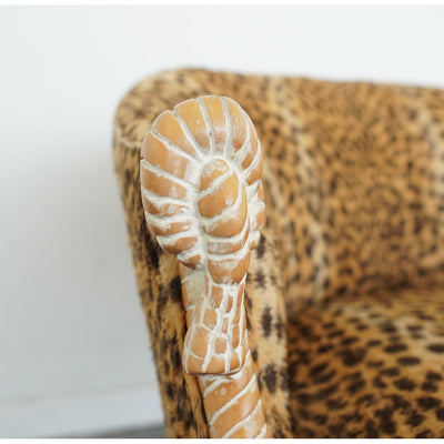 Napoleon III Style Rope-Carved Leopard Print Accent Chair