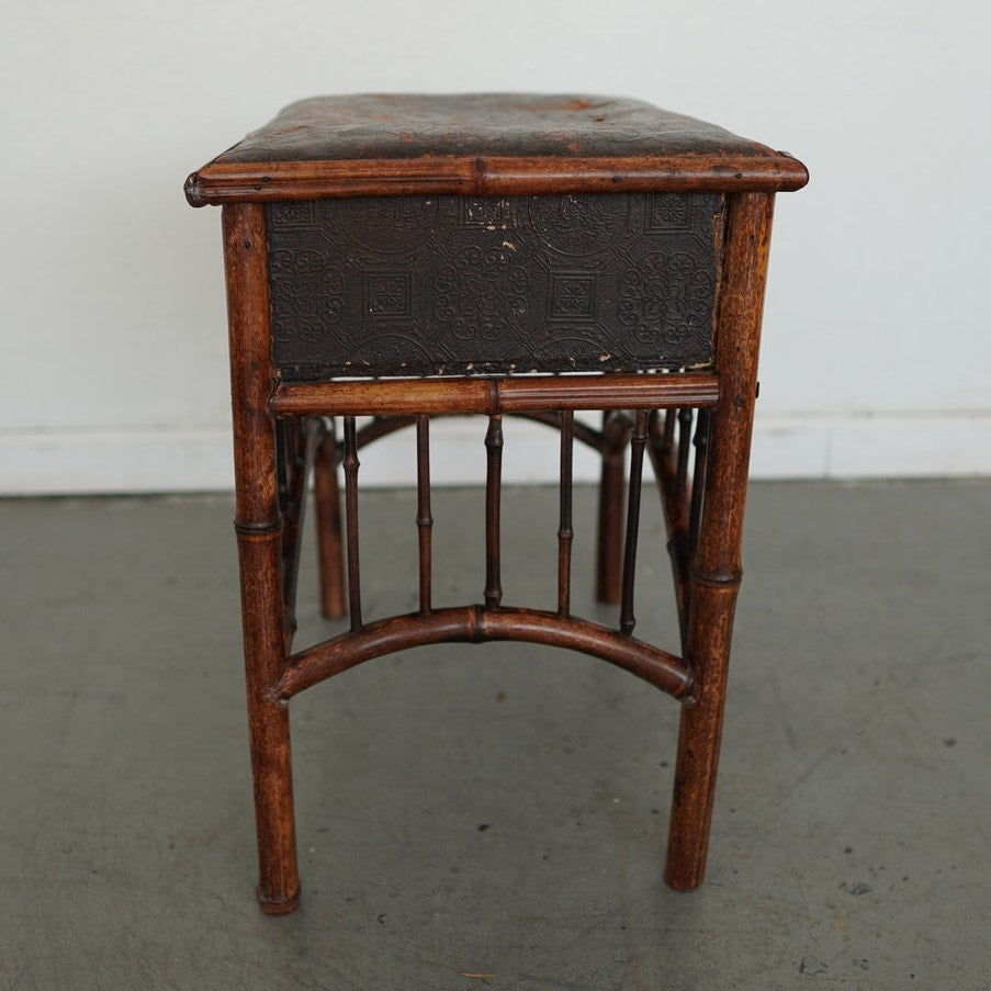 Antique Bamboo Sewing Table