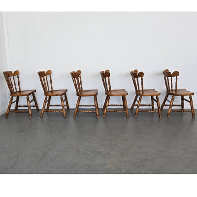 Vintage Tell City Solid Maple Colonial Spindle Back Side Chair (Set of 6)