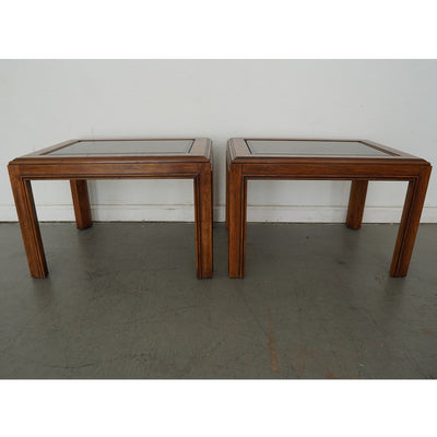 Vintage Drexel Heritage Accolade Collection Glass-Top End Tables (Set of 2)