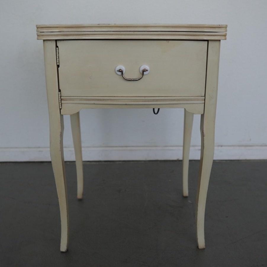 Vintage Singer Sewing Machine in French Provincial Cabinet