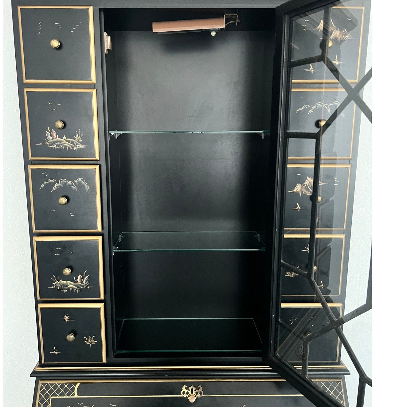 Vintage Jasper Cabinet Co. Black Lacquer Secretary Desk