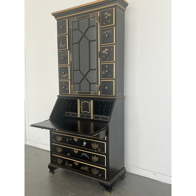 Vintage Jasper Cabinet Co. Black Lacquer Secretary Desk