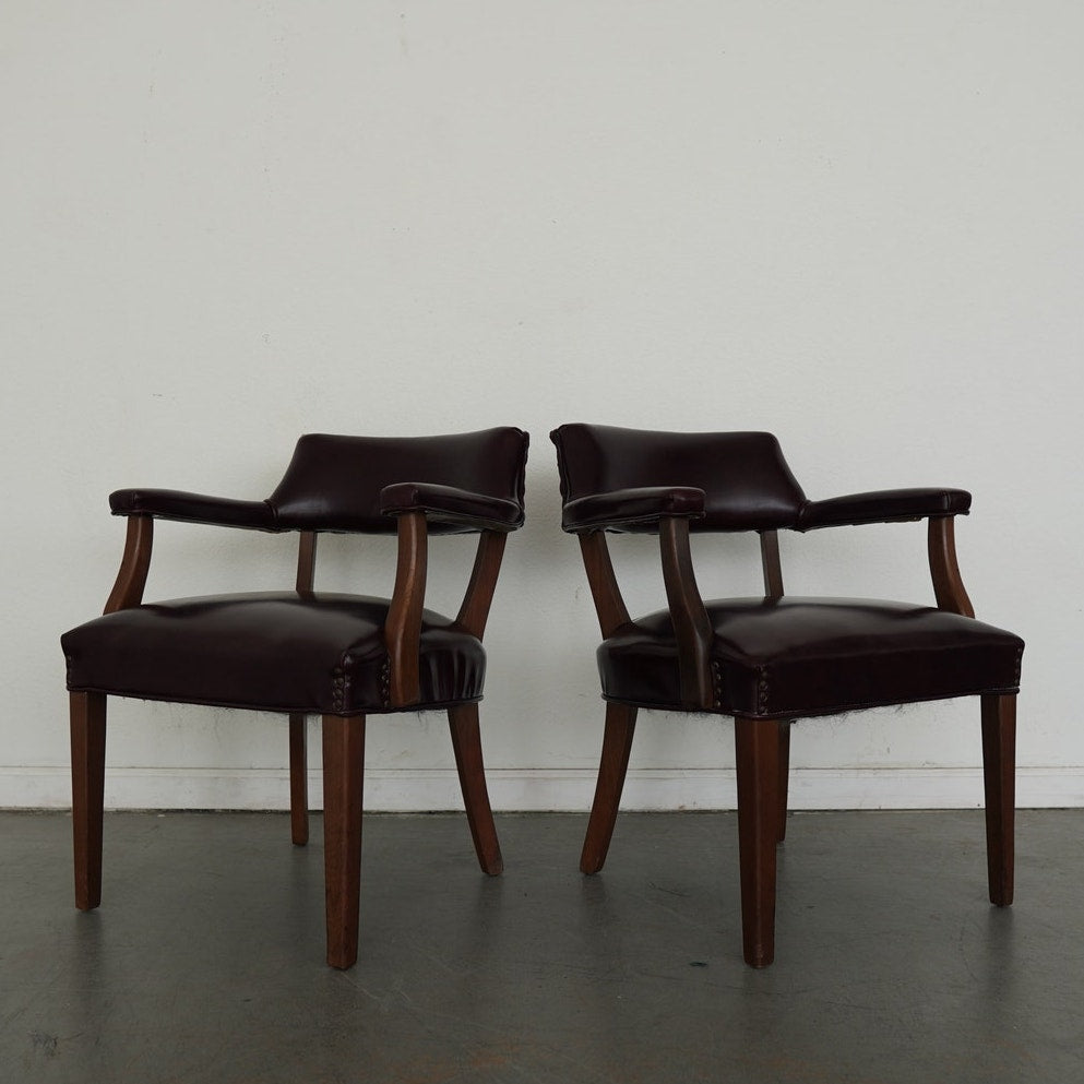 Hickory Leather Co. Burgundy Arm Chairs (Set of 2)
