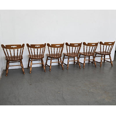 Vintage Tell City Solid Maple Colonial Spindle Back Side Chair (Set of 6)