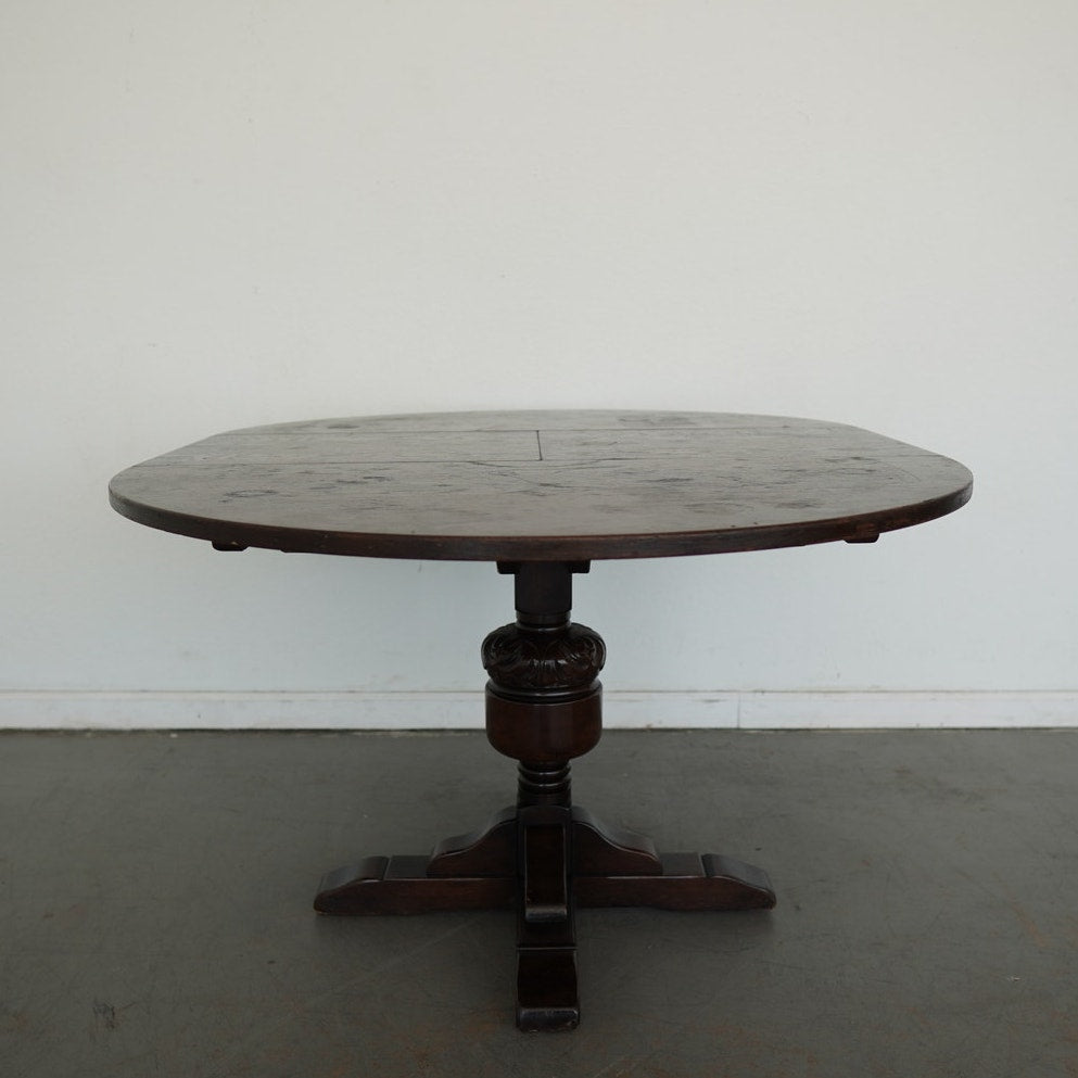 Vintage Jaycee English Oak Extendable Pedestal Dining Table