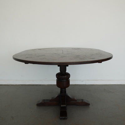 Vintage Jaycee English Oak Extendable Pedestal Dining Table