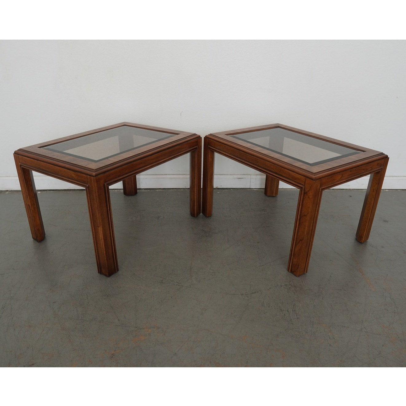 Vintage Drexel Heritage Accolade Collection Glass-Top End Tables (Set of 2)