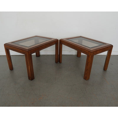 Vintage Drexel Heritage Accolade Collection Glass-Top End Tables (Set of 2)