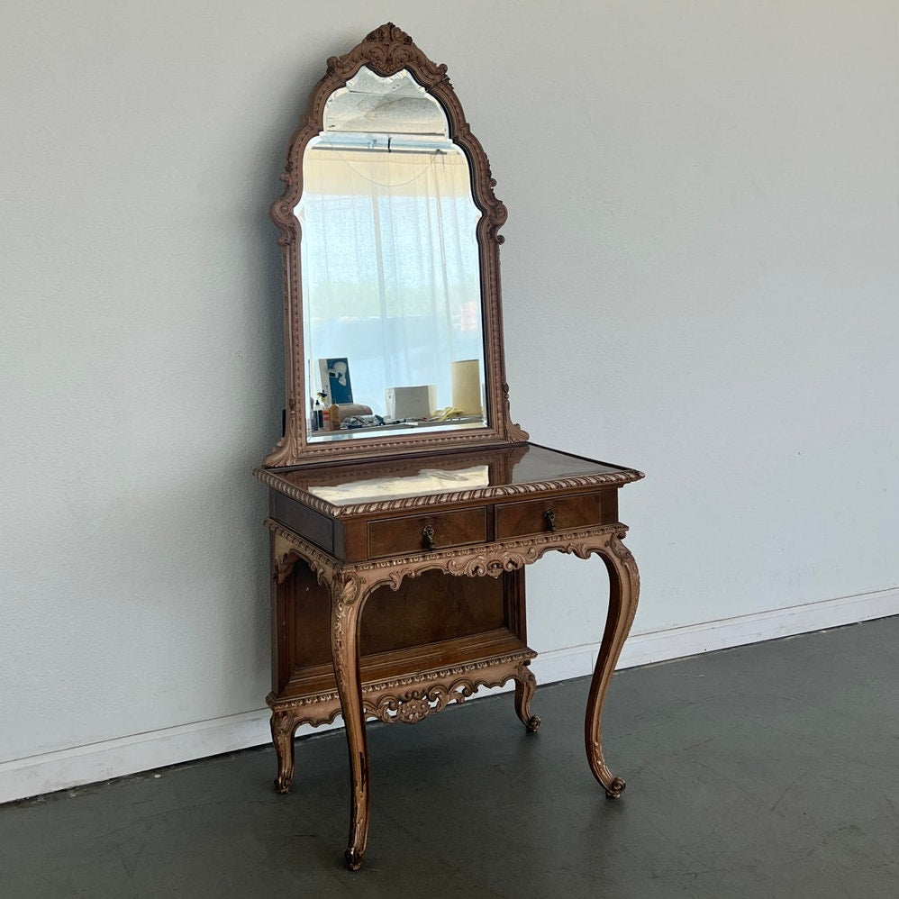 Antique French Rococo Revival Vanity with Mirror