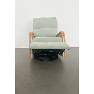 Vintage Rattan Swivel Glider Recliner Green