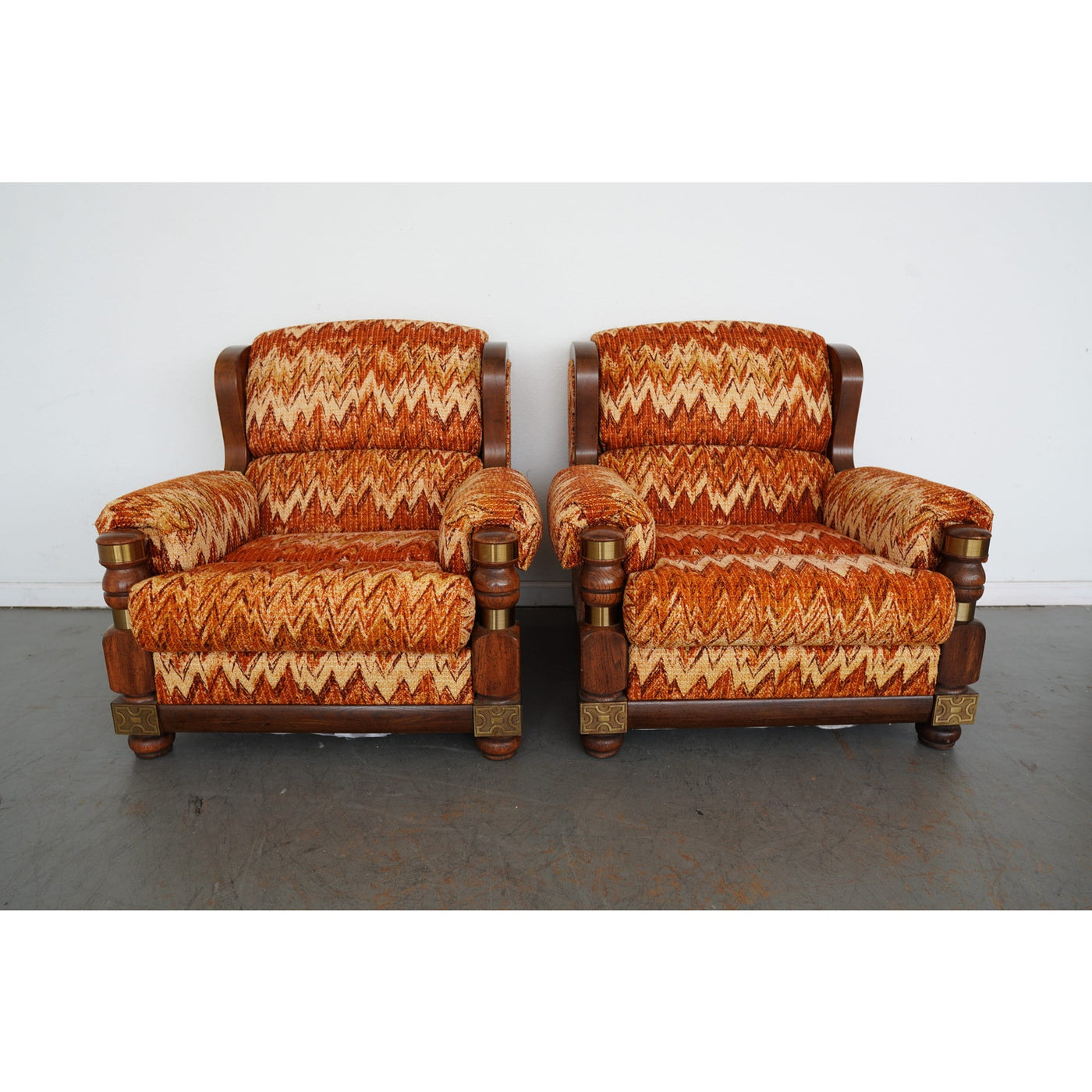 Vintage Riverside Upholstery Lounge Chairs & Ottomans (Set of 4)
