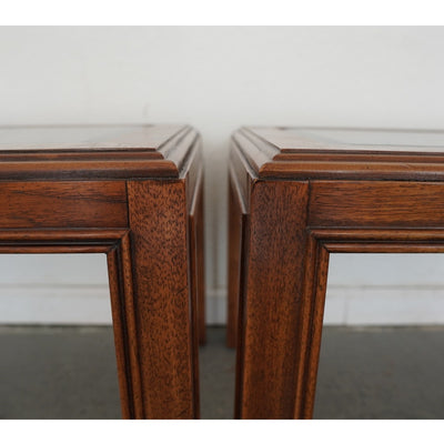 Vintage Drexel Heritage Accolade Collection Glass-Top End Tables (Set of 2)