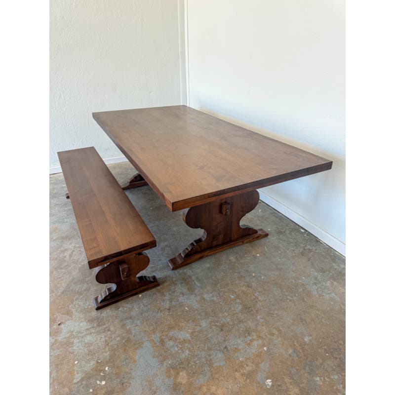 James + James Dining Rounded Trestle Table and Bench
