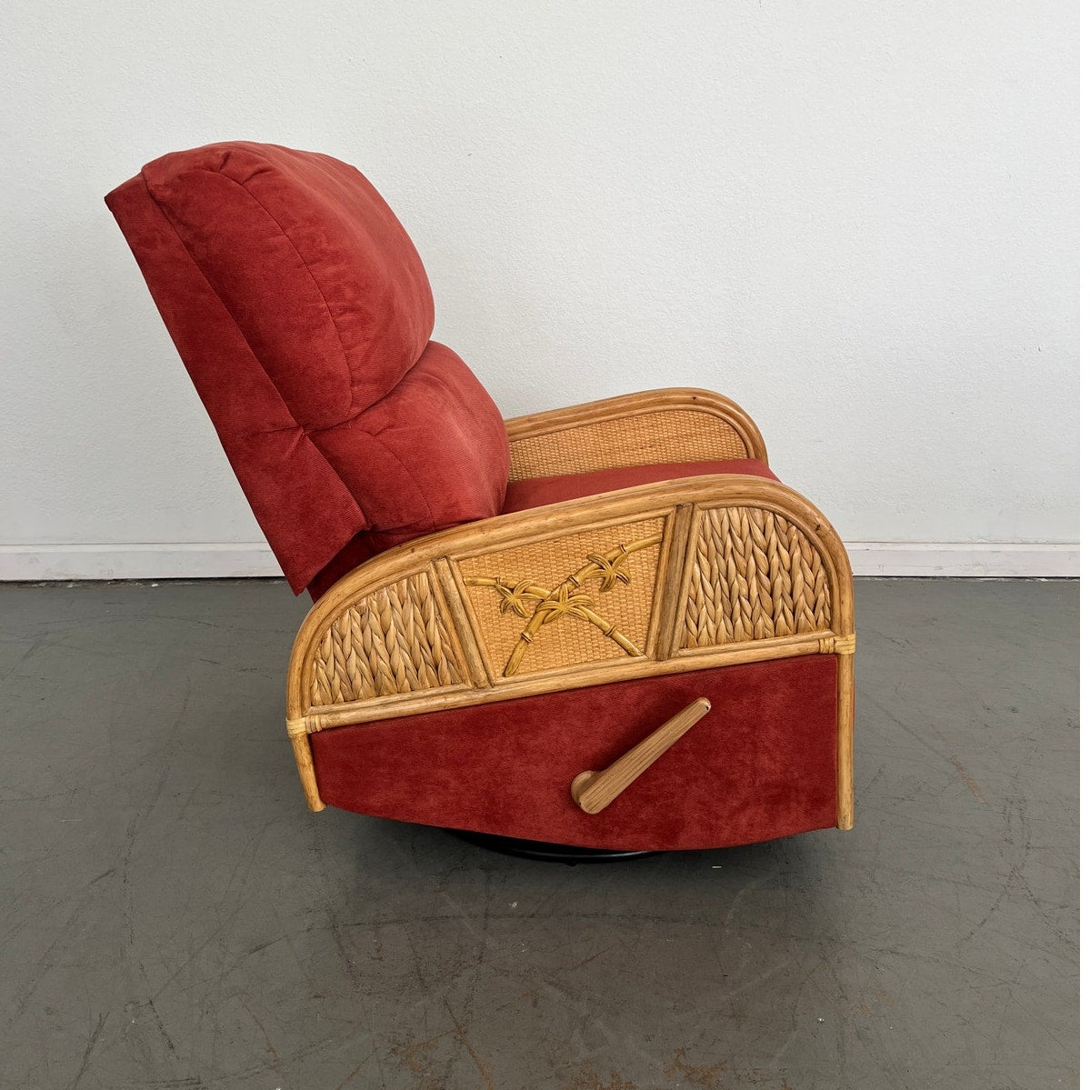 Vintage Rattan Swivel Glider Recliner