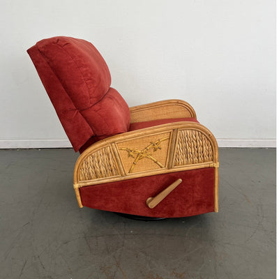 Vintage Rattan Swivel Glider Recliner