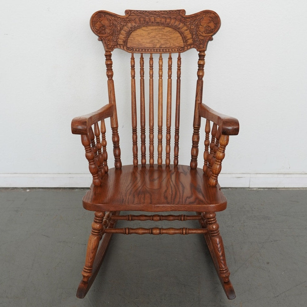 Vintage Carved Oak Rocking Chair