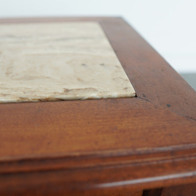Wood and Travertine Inlay Bench