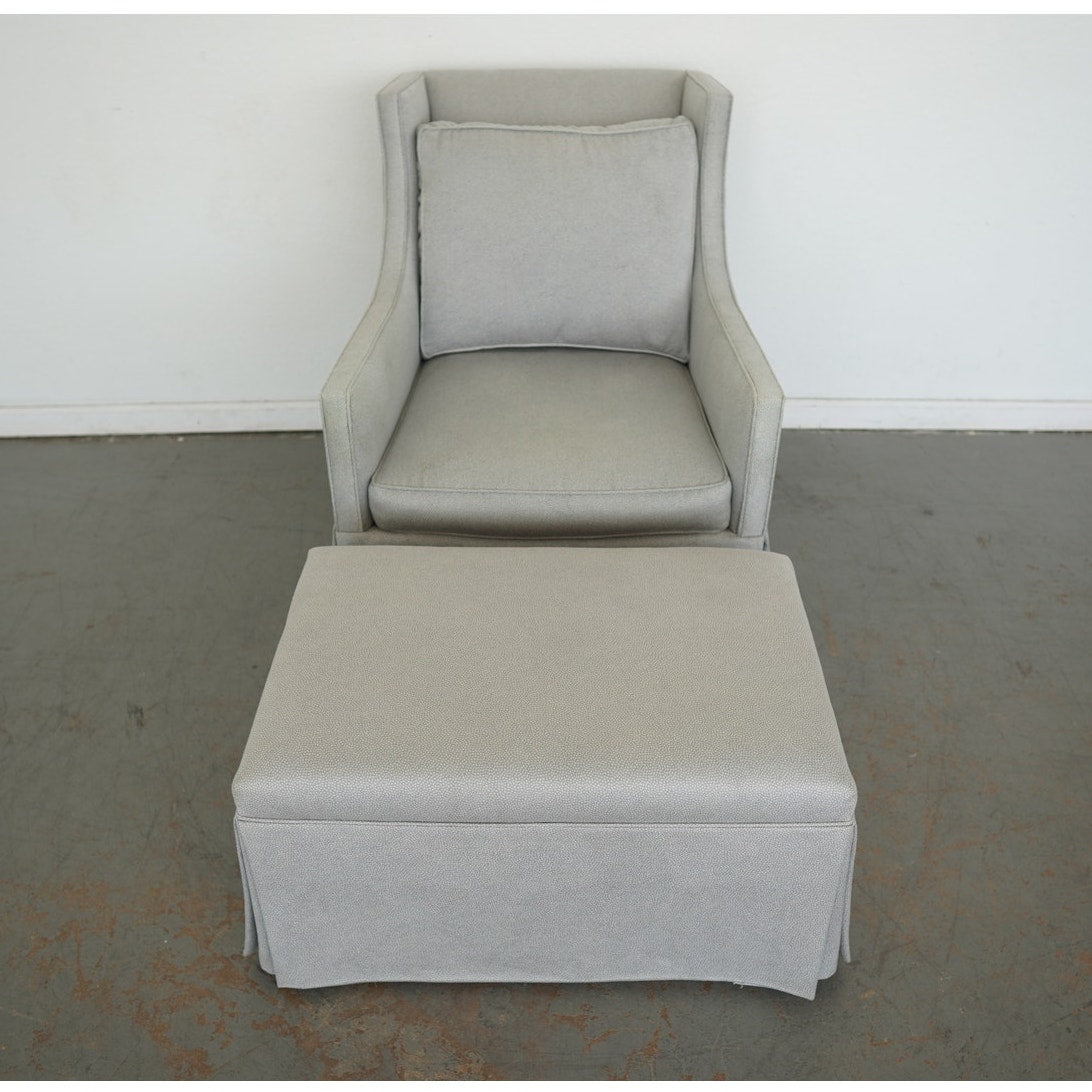 Upholstered Swivel Armchair & Ottoman