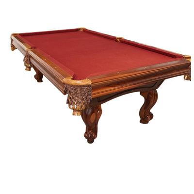 Solid Wood Pool Table – Ornate Carved Legs – 3-Piece Slate