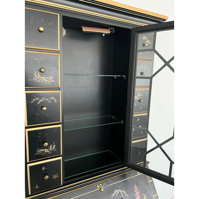 Vintage Jasper Cabinet Co. Black Lacquer Secretary Desk