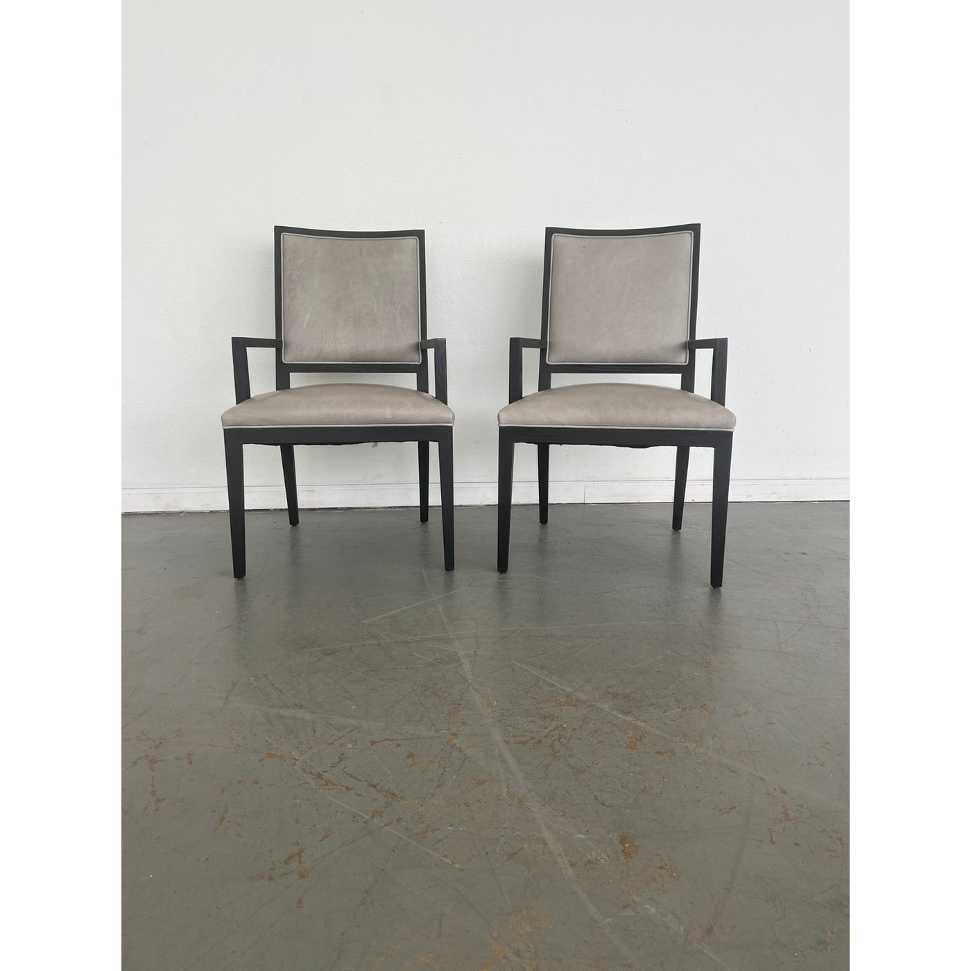 Restoration Hardware French Contemporary Leather Armchairs (Set of 2)