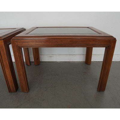 Vintage Drexel Heritage Accolade Collection Glass-Top End Tables (Set of 2)