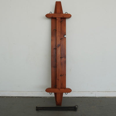 Vintage Rustic Wood & Iron Wall Pot Rack