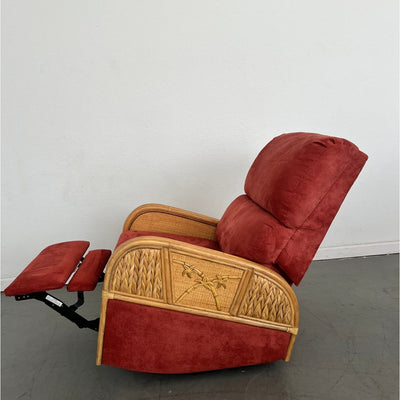 Vintage Rattan Swivel Glider Recliner